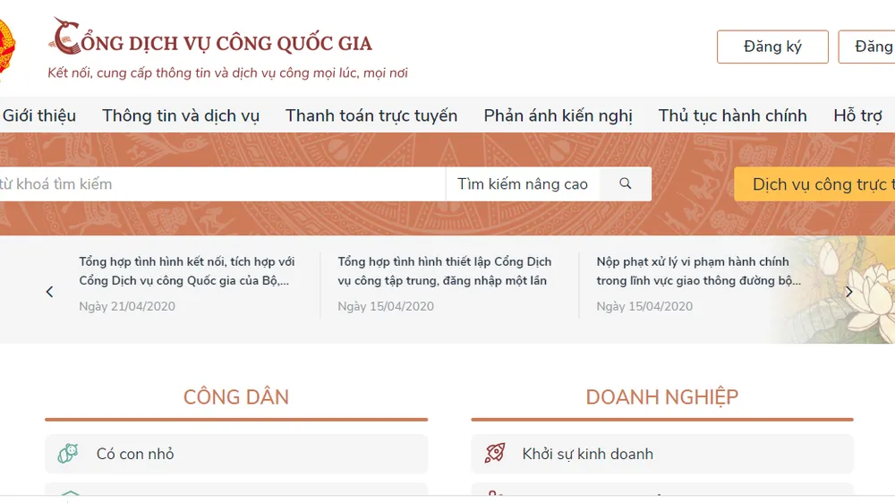 Cổng dịch vụ công Quốc gia