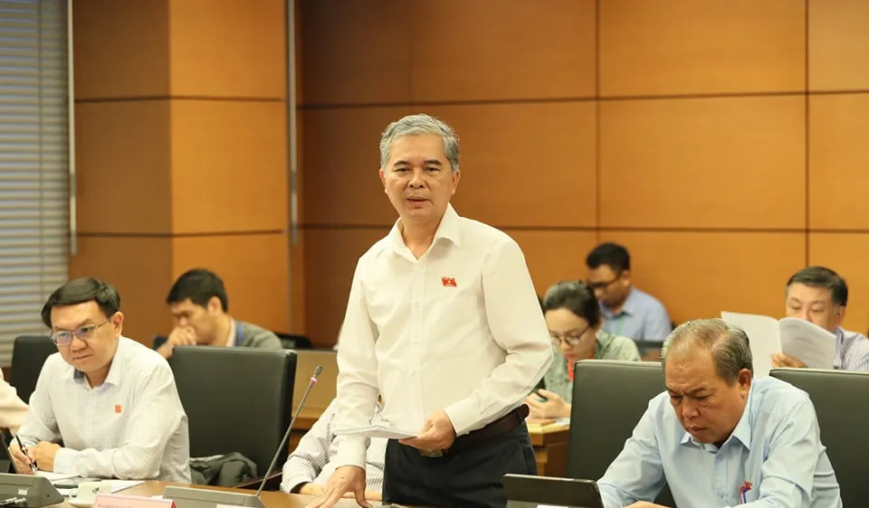 ĐB Ngô Minh Châu (TPHCM) phát biểu tại phiên họp tổ chiều 2-11