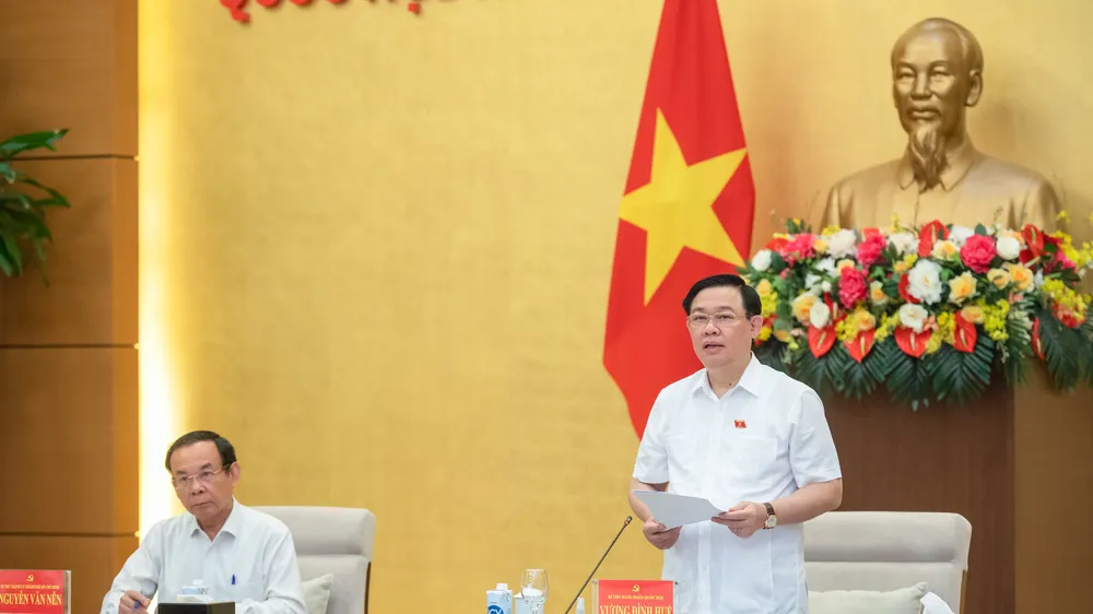 Chủ tịch Quốc hội Vương Đình Huệ phát biểu mở đầu phiên làm việc. Ảnh: Cổng thông tin điện tử Quốc hội