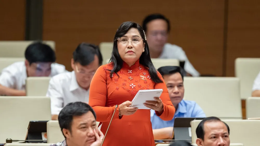 ĐB Nguyễn Thị Kim Bé (Kiên Giang) phát biểu tại phiên họp sáng 27-5. Ảnh: VIẾT CHUNG