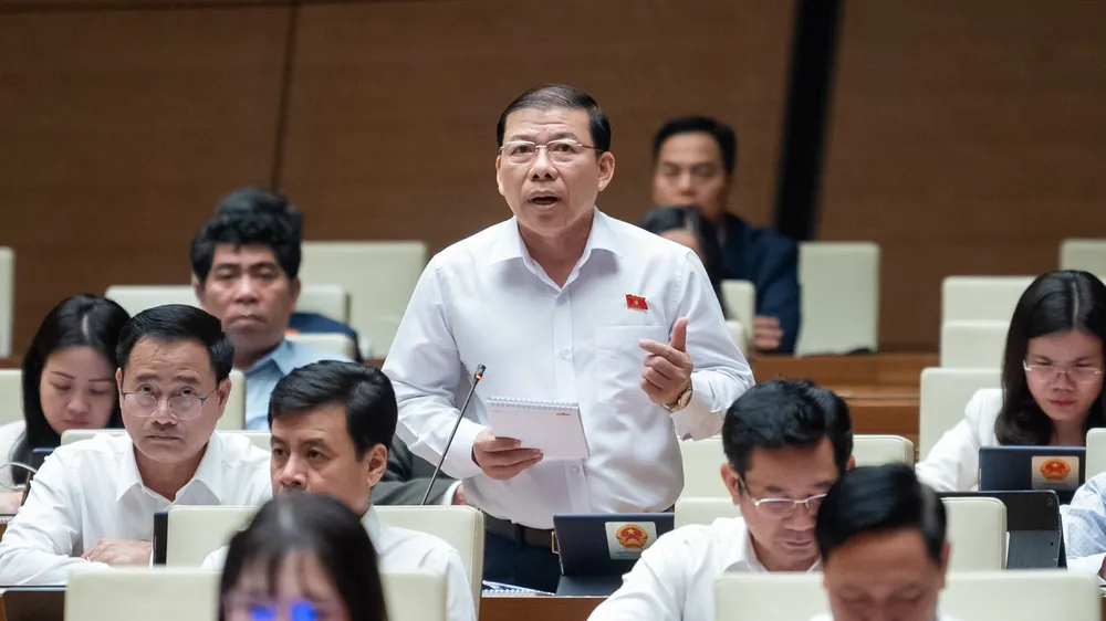 ĐB Nguyễn Thanh Sang, Phó viện trưởng Viện Kiểm sát Nhân dân TPHCM phát biểu tại nghị trường chiều 22-11