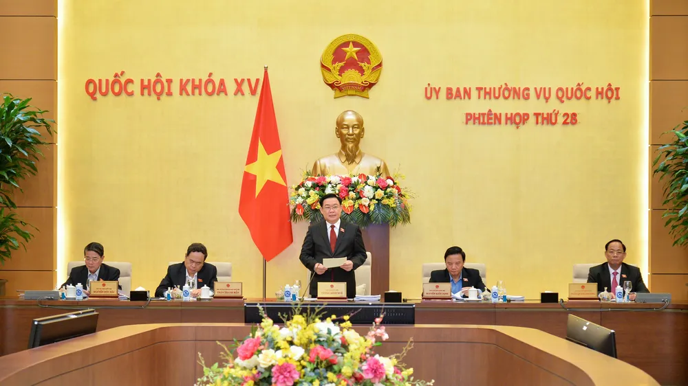 Chủ tịch Quốc hội Vương Đình Huệ phát biểu khai mạc. Ảnh: QUANG PHÚC 