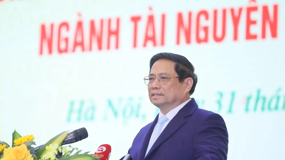 Thủ tướng Phạm Minh Chính ghi nhận, công tác quản lý tài nguyên vừa qua đạt nhiều kết quả quan trọng. Ảnh: VIẾT CHUNG
