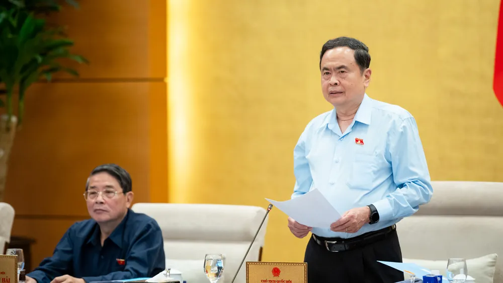 Chủ tịch Quốc hội Trần Thanh Mẫn phát biểu khai mạc phiên họp thứ 46 của UBTVQH. Ảnh: PHẠM THẮNG