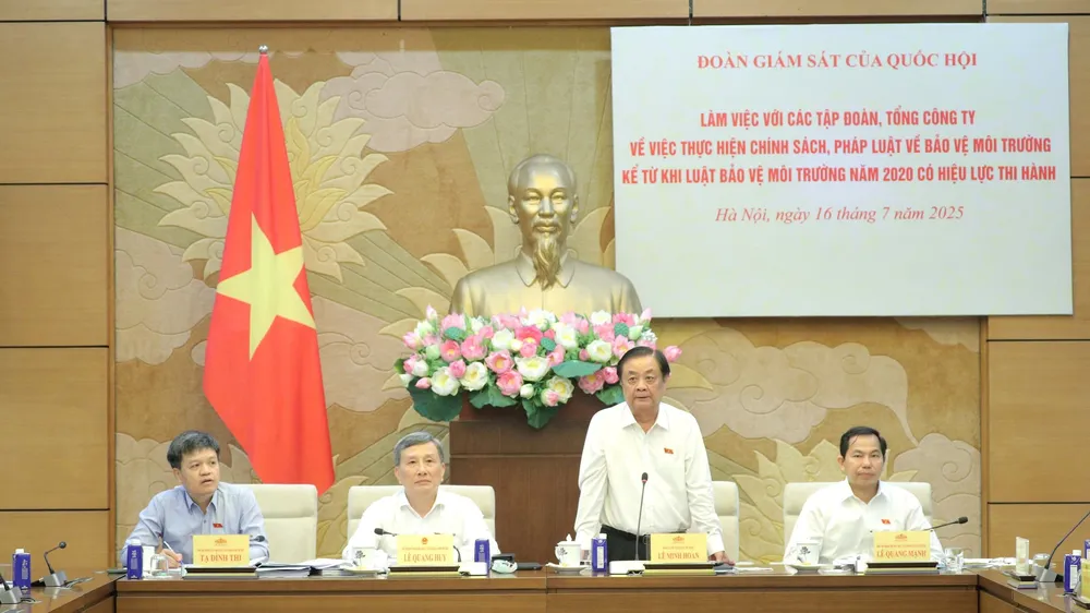 Phó Chủ tịch Quốc hội Lê Minh Hoan, Trưởng Đoàn giám sát của Quốc hội, chủ trì cuộc làm việc
