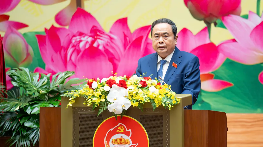 Chủ tịch Quốc hội Trần Thanh Mẫn phát biểu tại phiên họp trù bị Đại hội đại biểu Đảng bộ Quốc hội lần thứ I, nhiệm kỳ 2025 - 2030