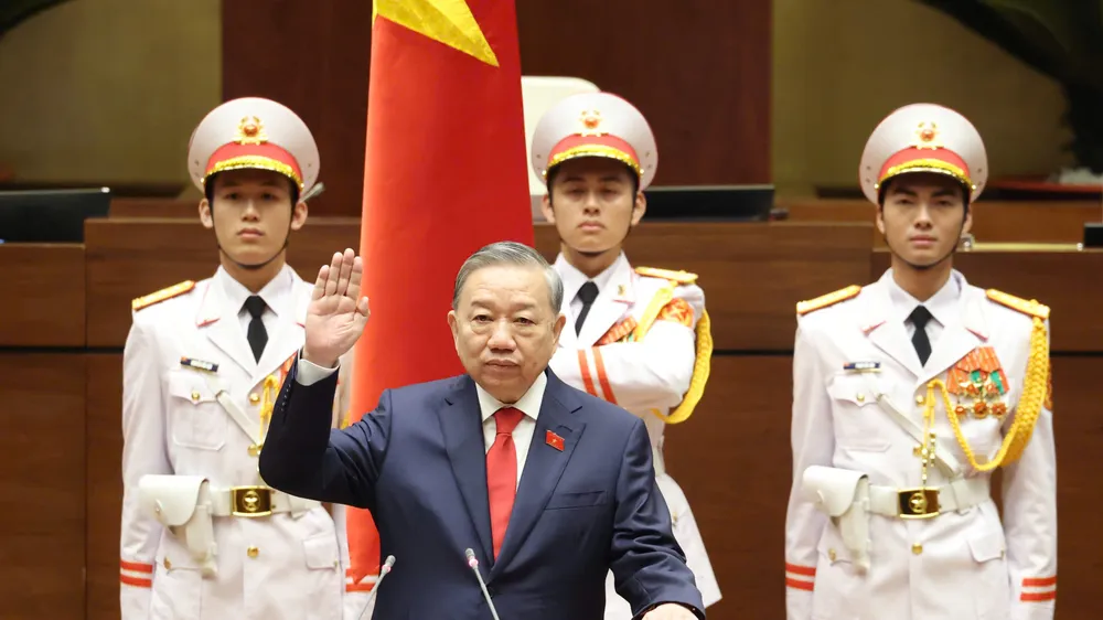 Tân Chủ tịch nước Tô Lâm tuyên thệ nhậm chức. Ảnh: QUANG PHÚC