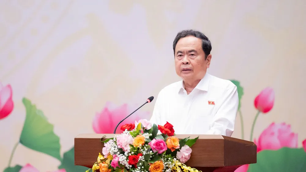 Chủ tịch Quốc hội Trần Thanh Mẫn phát biểu kết tại hội nghị. Ảnh: CẨM HÀ 