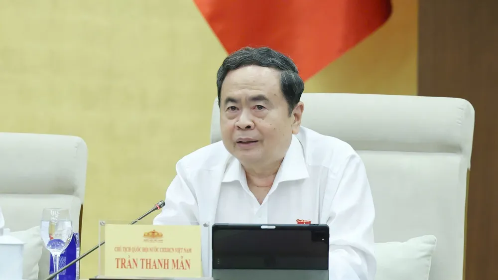 Chủ tịch Quốc hội Trần Thanh Mẫn phát biểu ý kiến tại phiên họp. Ảnh: CẨM HÀ 