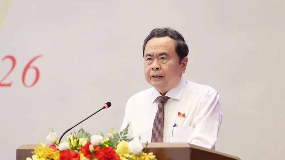 Chủ tịch Quốc hội Trần Thanh Mẫn phát biểu khai mạc hội nghị. Ảnh: QUANG PHÚC 