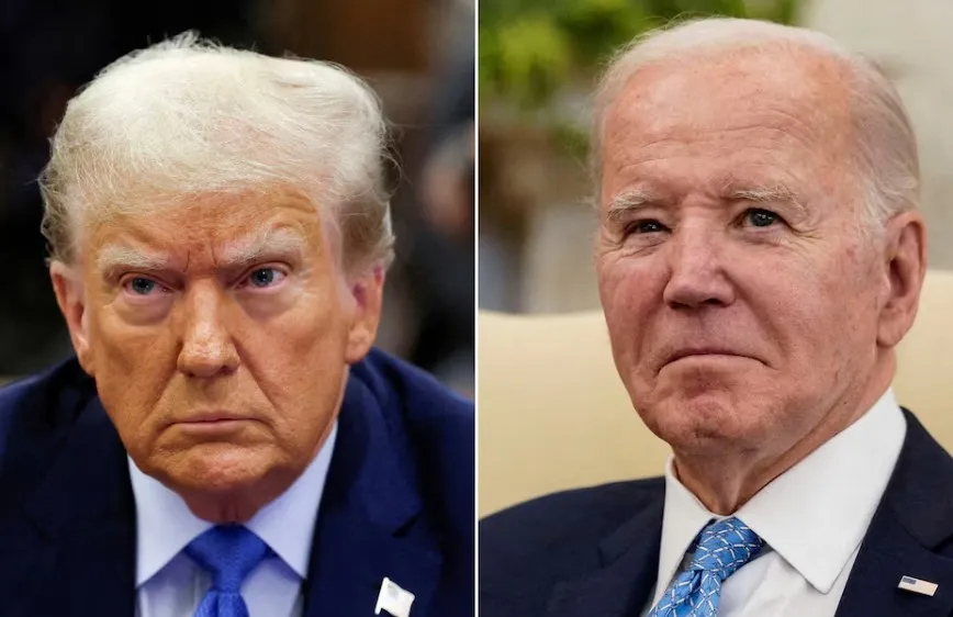 Ông Donald Trump (trái) và Tổng thống Mỹ Joe Biden. Ảnh: Reuters