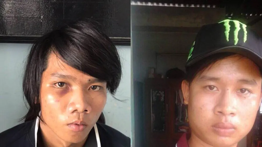 Hai đối tượng tại công an. Ảnh: C.T