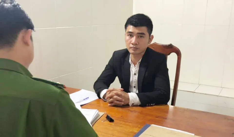 Đối tượng Khải tại cơ quan công an