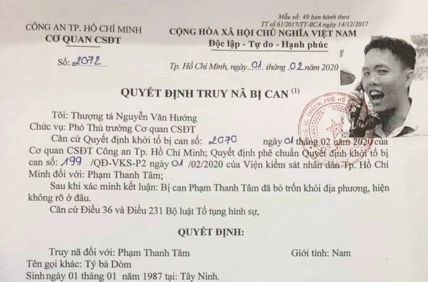  Truy nã bị can “giữ” 1 tỷ đồng trong vụ nổ súng làm chết nhiều người ở huyện Củ Chi.