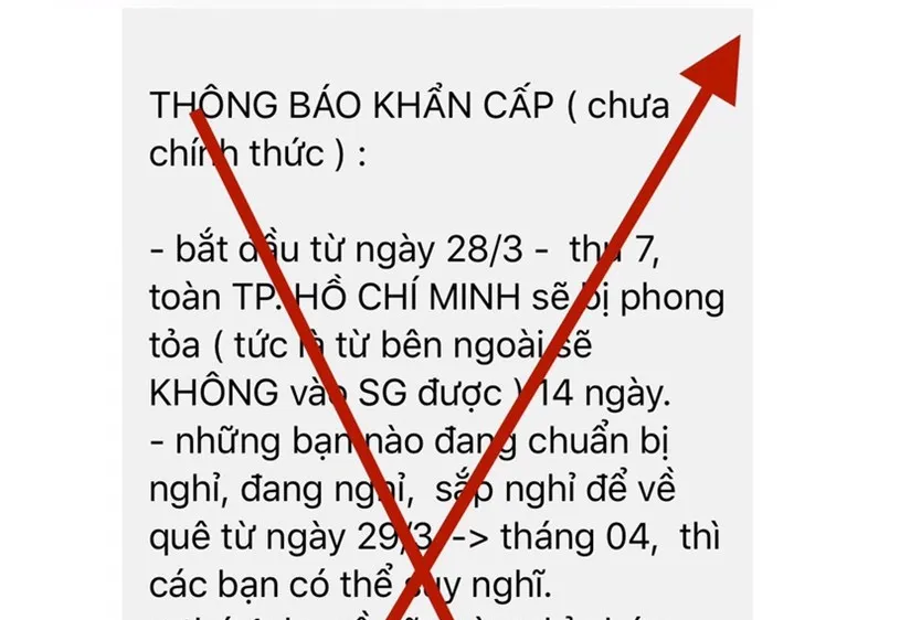 Thông tin “TPHCM sẽ phong tỏa 14 ngày từ 28-3-2020” là hoàn toàn bịa đặt