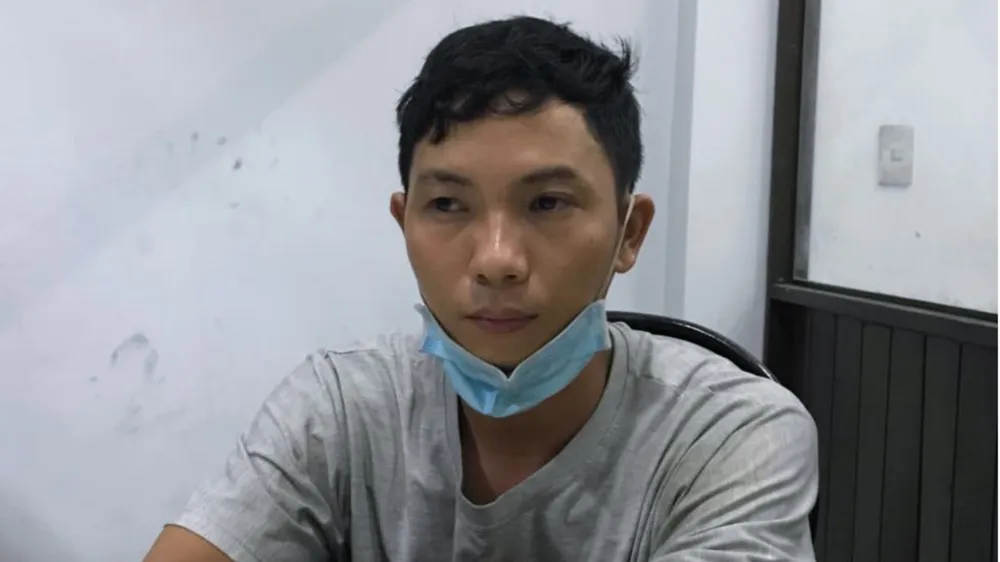 Đối tượng Hiếu tại cơ quan công an