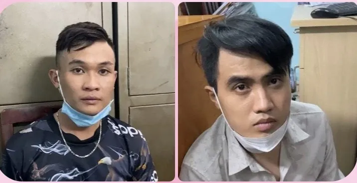 Phong và Vũ (từ trái qua phải) tại công an