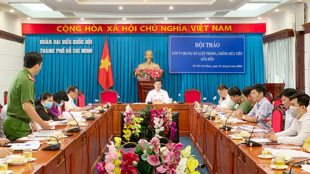 Đoàn ĐBQH TPHCM tổ chức hội thảo góp ý cho dự án Luật Phòng, chống rửa tiền gọi tắt là Luật PCRT(sửa đổi). Ảnh: CHÍ THẠCH 