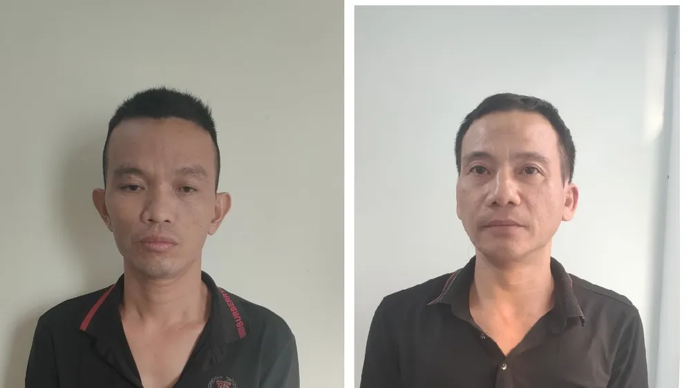 Ha đối tượng Tuân và Quý (từ trái qua phải) tại công an