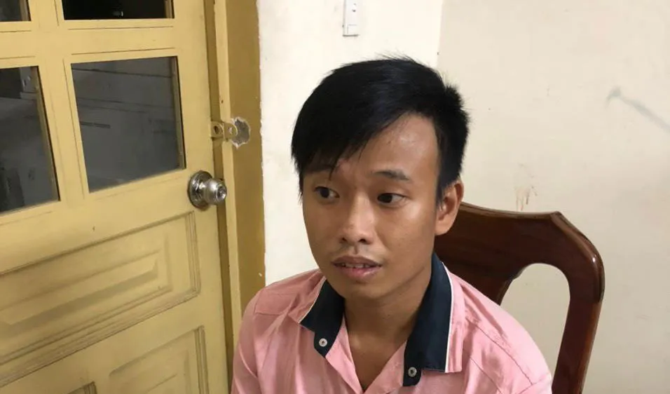Nghi phạm Huỳnh Ngọc Quân tại cơ quan công an