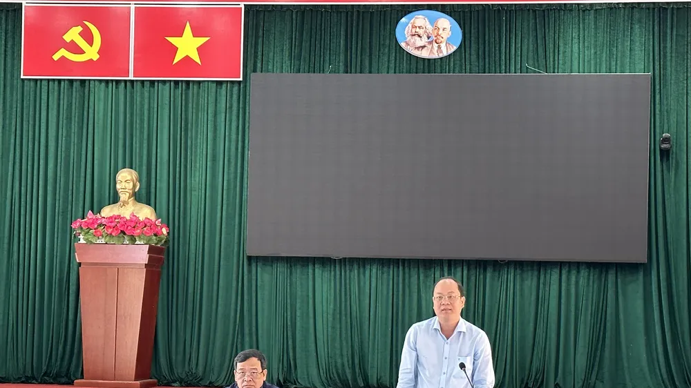 Đồng chí Nguyễn Hồ Hải phát biểu tại buổi làm việc. Ảnh: CHÍ THẠCH