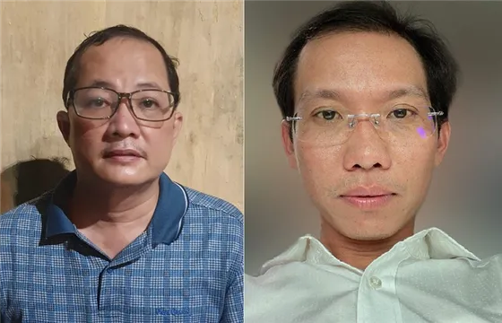 Bị can Nguyễn Minh Quân (trái) và bị can Nguyễn Văn Lợi (phải)