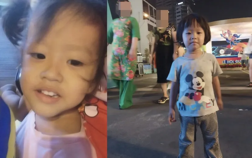 Hai cháu bé bị thất lạc ở gần phố đi bộ Nguyễn Huệ