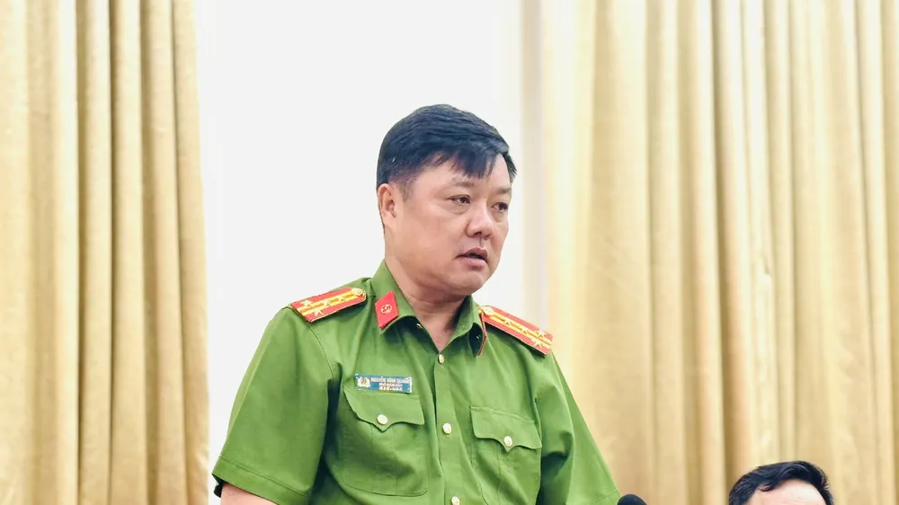 Đại tá Nguyễn Đình Dương, Phó Công an TPHCM phát biểu tại buổi gặp mặt báo chí, thông tin về kết quả công tác trong năm 2024.