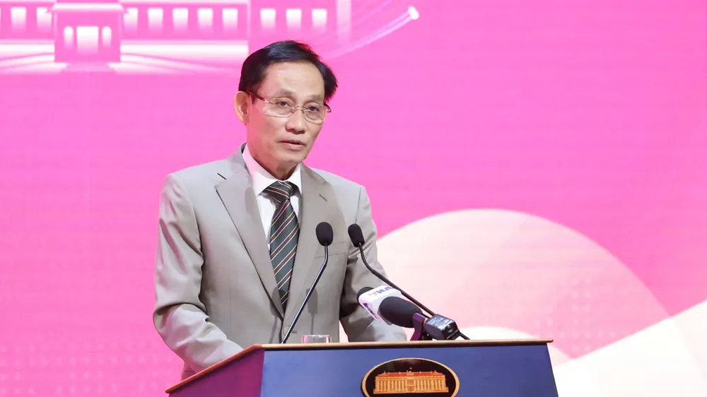 Bộ trưởng Bộ Ngoại giao Lê Hoài Trung phát biểu tại hội nghị, ngày 2-8. Ảnh: QUANG PHÚC