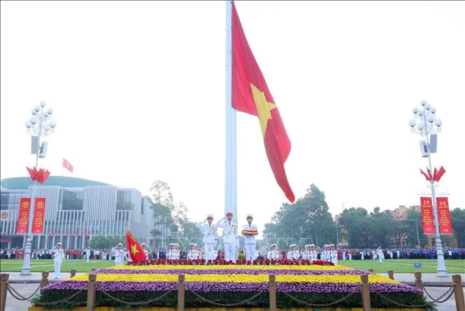 Lễ Thượng cờ mừng 81 năm Quốc khánh 2-9 tại Quảng trường Ba ĐÌnh (Hà Nội) ngày 2-9. Ảnh: TTXVN