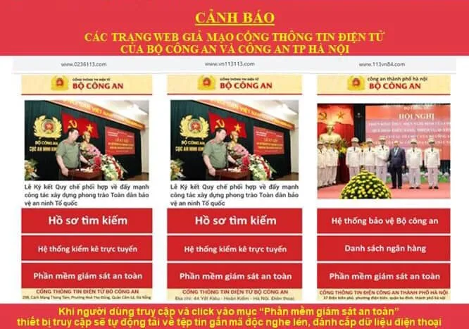 Hàng loạt trang web giả mạo trong ngành công an