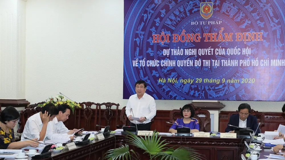 Hội đồng thẩm định Bộ Tư pháp thống nhất các nội dung dự thảo Nghị quyết về tổ chức chính quyền đô thị tại TPHCM