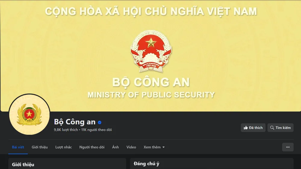 Bộ Công an mở thêm kênh thông tin trên nền tảng mạng xã hội facebook