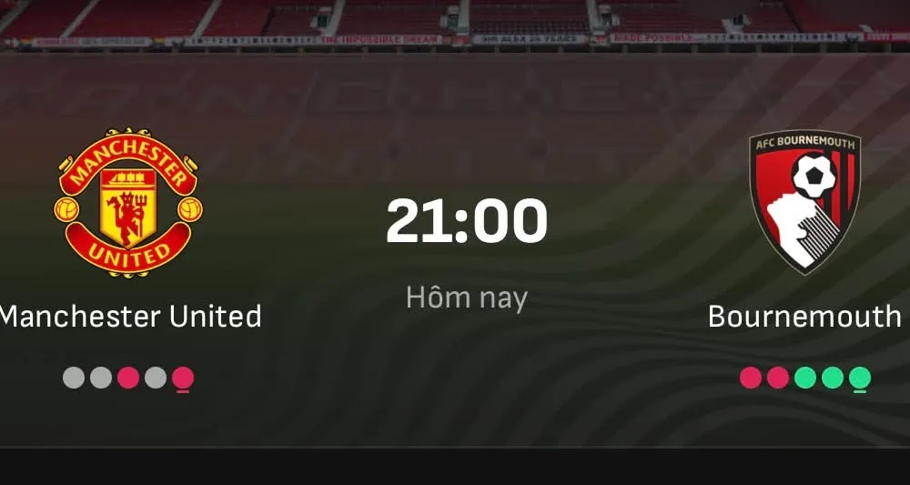 Trận đấu giữa Man United và Bournemouth diễn ra vào lúc 21 giờ đêm nay (25-10)