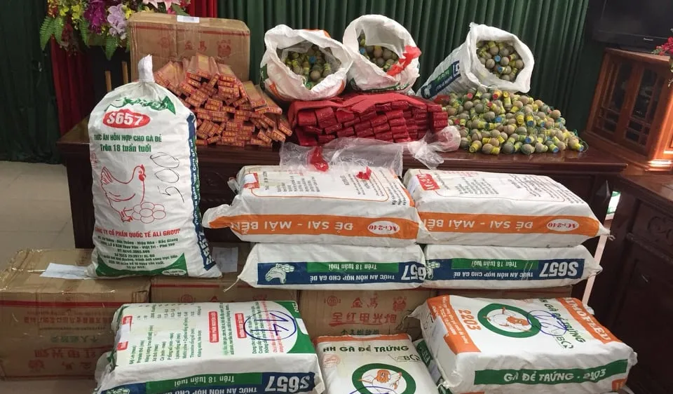 Hơn 500kg pháo nổ bị thu giữ. Ảnh: Tr.T.