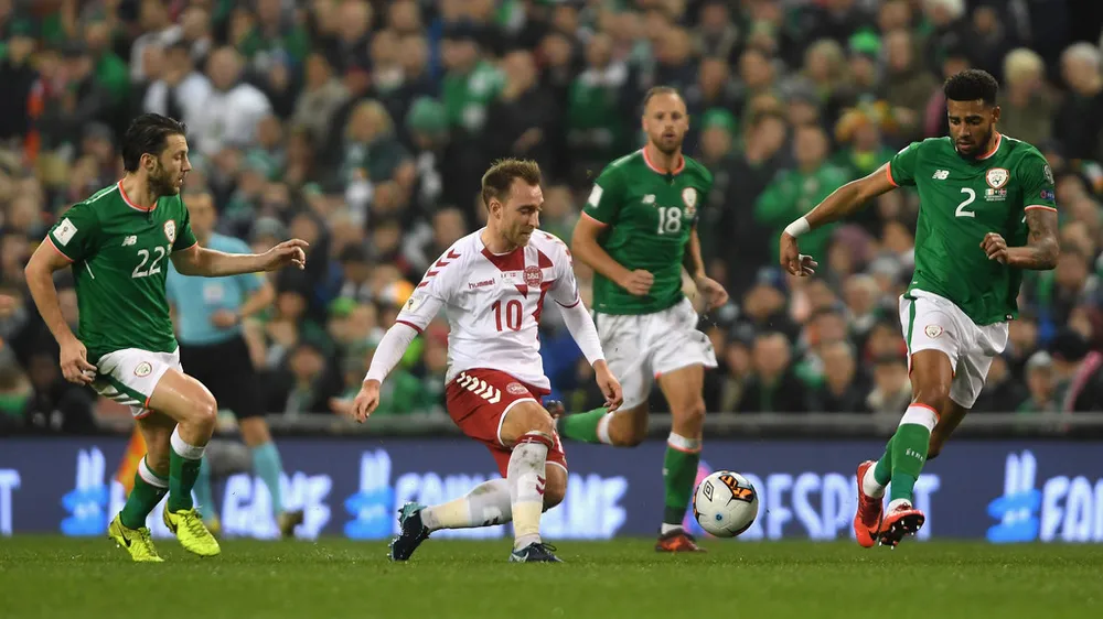 Christian Eriksen tỏa sáng trước hàng thủ CH Ailen. Ảnh: Getty Images