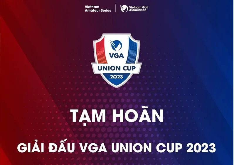 Thông báo của VGA về giải đấu đã bị hoãn đồng thời tên của nhà tài trợ cũng không còn trên băng rôn thông tin về giải. Ảnh: VGA