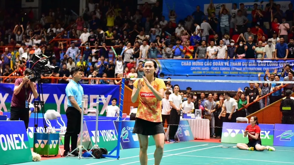 Thùy Linh cám ơn khán giả cổ vũ sau khi có chiến thắng tại bán kết giải Challenge Việt Nam 2023. Ảnh: ĐỨC NGHĨA