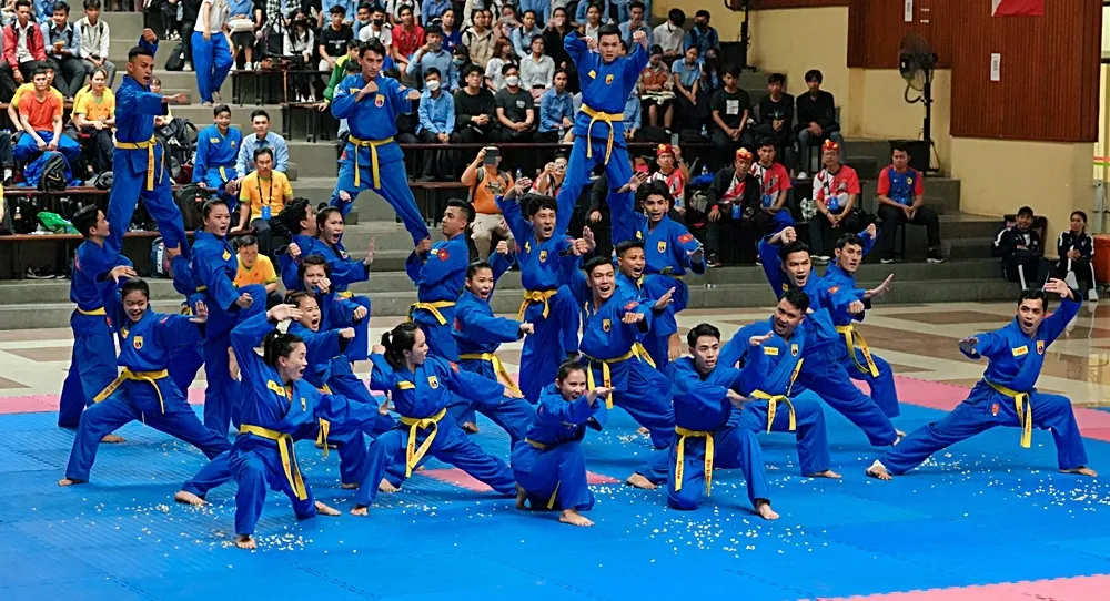 Vovinam Việt Nam vừa tham dự giải vô địch Đông Nam Á 2023 ở Campuchia cuối tháng 3 để hướng tới SEA Games 32. Ảnh: CAMSOC