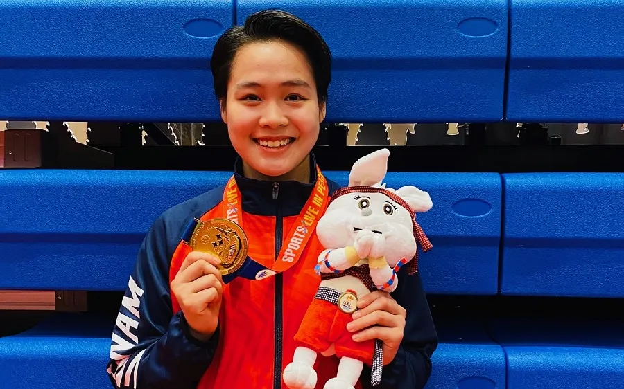 Ngọc Trâm đã có tấm HCV lần thứ hai trong sự nghiệp khi dự SEA Games 32. Ảnh: MINH MINH