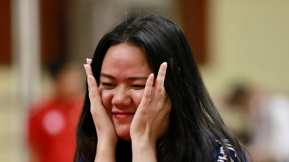 Đoàn Thị Hồng Nhung tại trận chung kết và giành tấm HCV của cuộc đời ở SEA Games 32. Ảnh: DŨNG PHƯƠNG