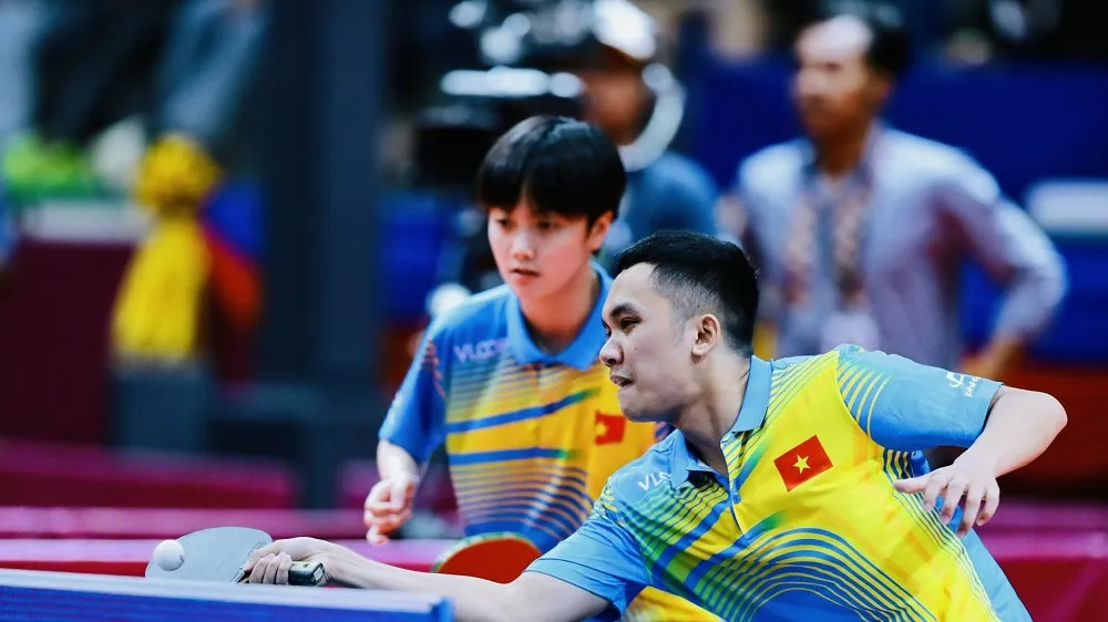 Hai nhà vô địch SEA Games 32 Đinh Anh Hoàng, Trần Mai Ngọc là những gương mặt quan trọng của đội bóng bàn Việt Nam ở ASIAD 19-2022. Ảnh: DŨNG PHƯƠNG