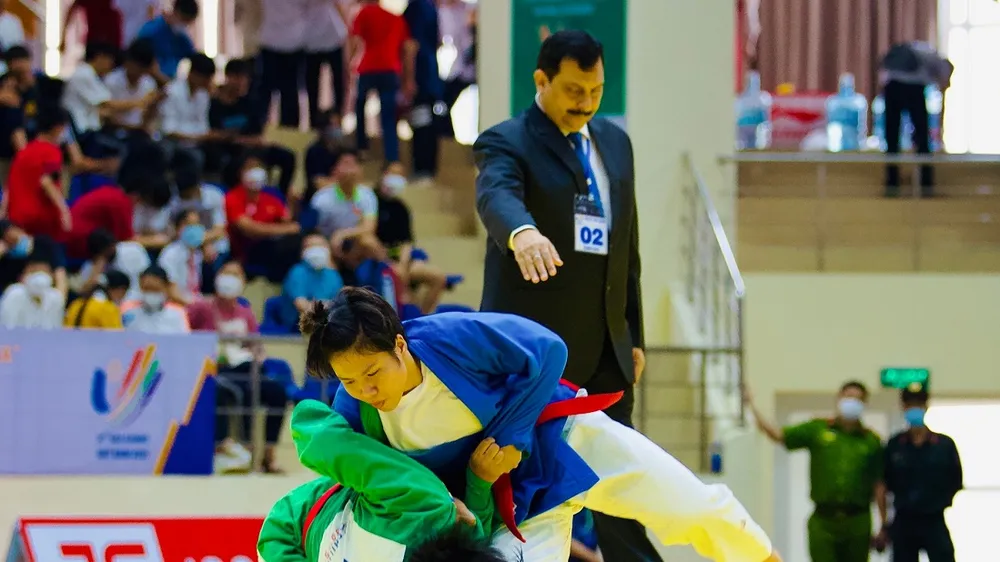 Võ sĩ kurash Việt Nam đã chắc chắn có được huy chương tại ASIAD 19. Ảnh: BRVT