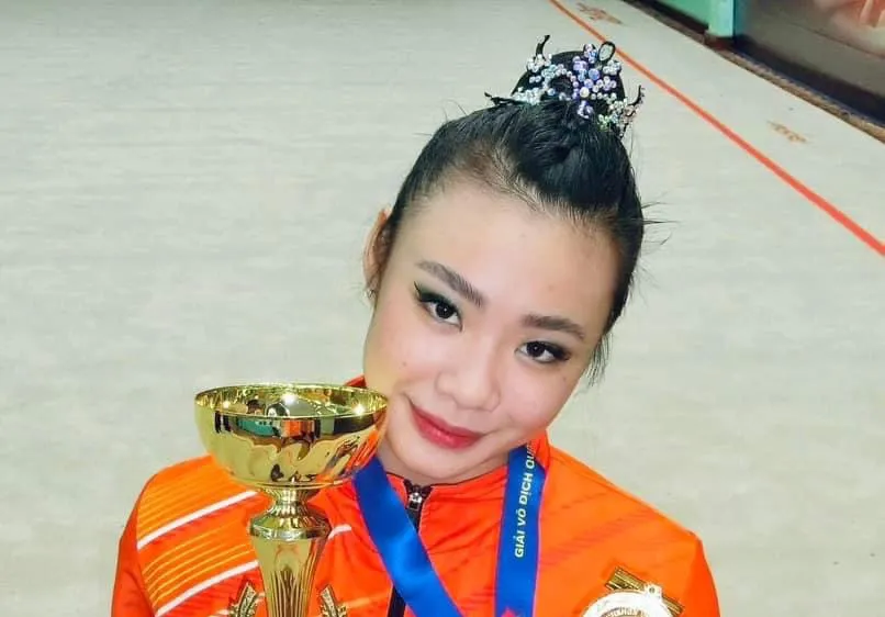 VĐV Nguyễn Hà My của thể dục nghệ thuật Hà Nội thi đấu xuất sắc giải vô địch quốc gia năm nay. Ảnh: VGF