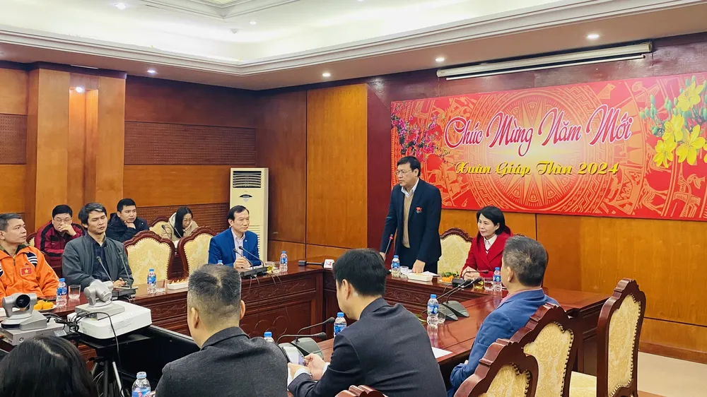 Lãnh đạo ngành TDTT thông tin nhiều vấn đề với báo giới ở công tác chuẩn bị chuyên môn của năm 2024. Ảnh: MINH MINH