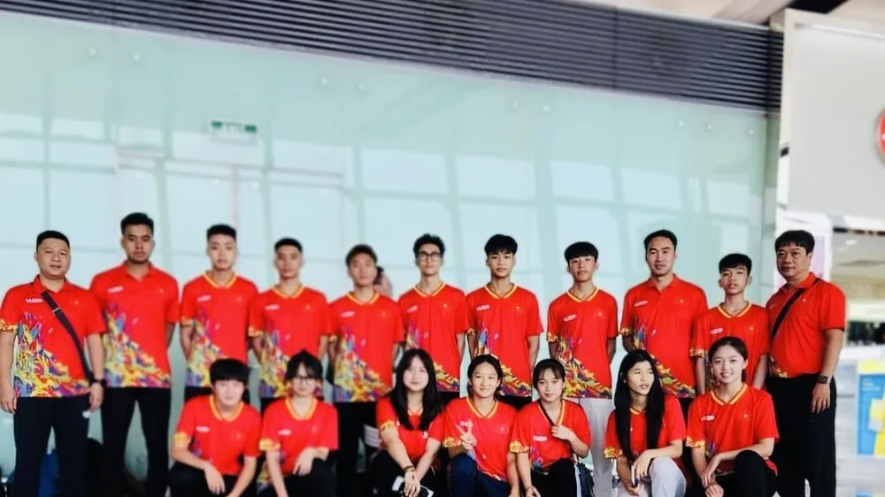 Đội bóng bàn trẻ Việt Nam đi Malaysia dự giải vô địch trẻ Đông Nam Á 2024. Ảnh: VTF