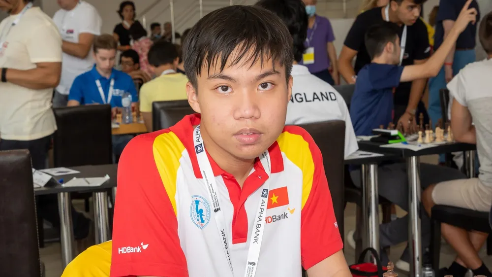 Quốc Hy của cờ vua TPHCM có HCV nội dung cờ tiêu chuẩn nam nhóm tuổi U20 lần này. Ảnh: CHESSVN