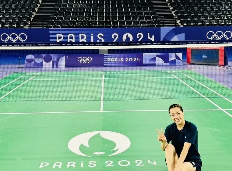 Nguyễn Thùy Linh đã được tập trên sân thi đấu môn cầu lông tại Olympic 2024. Ảnh: THÙY LINH