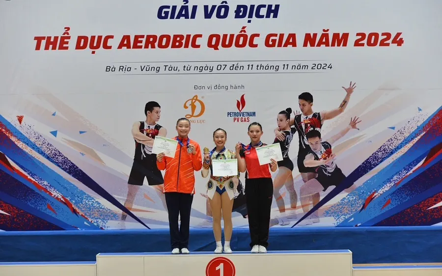 VĐV thi đấu và đạt kết quả ở giải năm nay. Ảnh: AEROBICVN