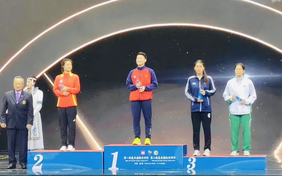 Tuyển thủ wushu Việt Nam đã giành HCV tại cúp châu Á 2025. Ảnh: MINH MINH